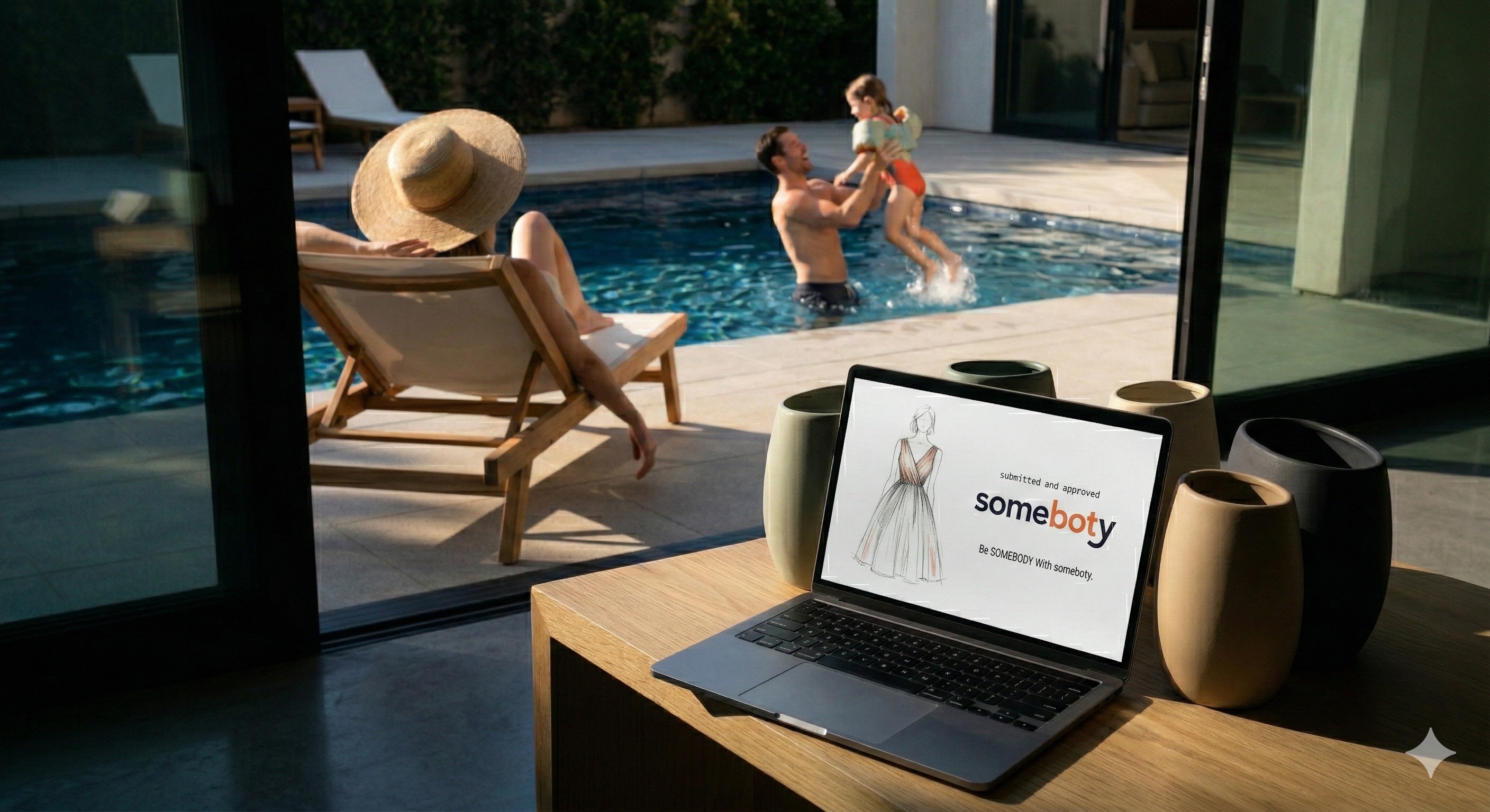 sit by the pool.